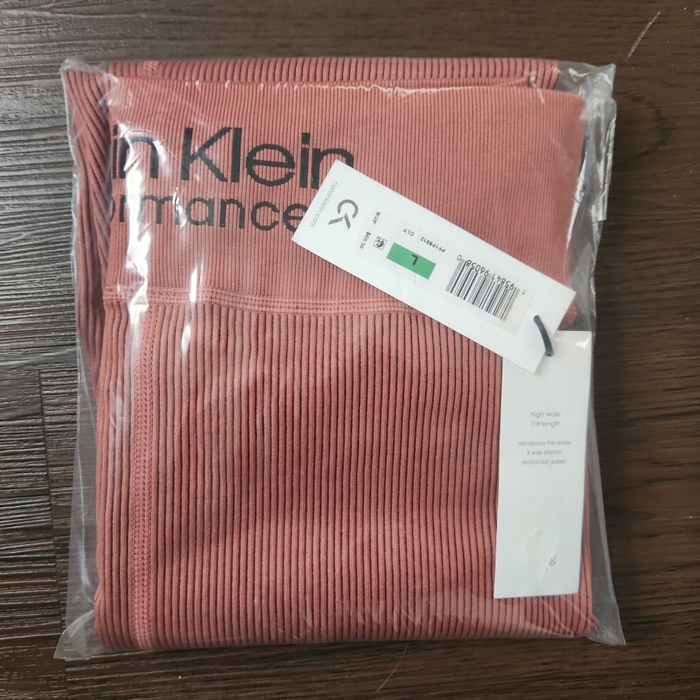 Calvin Klein Cropped Active Tights Clay LARGE NEW MSRP $69